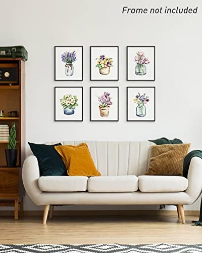 Цветни постери на Arpeotcy отпечатоци од wallидна уметност за естетски декор, минималистички растенија постери за цвеќиња гроздобер