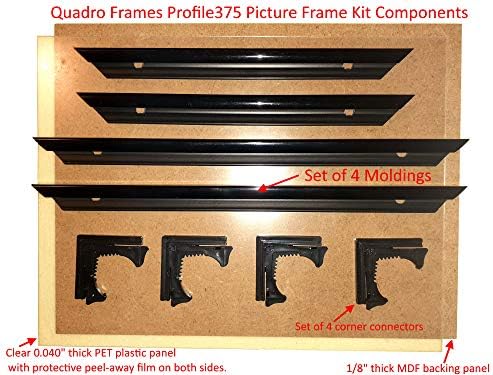 Квадро рамки 8.5x17 инчен рамка за слика, црна, стил P375-3/8 инчи широко обликување