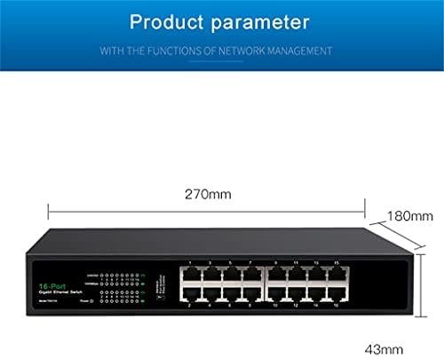 WPYYI 16-порта 1000Mbps Gigabit Ethernet Switch 32Gbps VLAN RJ45 Активно претпријатие за мониторинг на прекинувачот за напојување