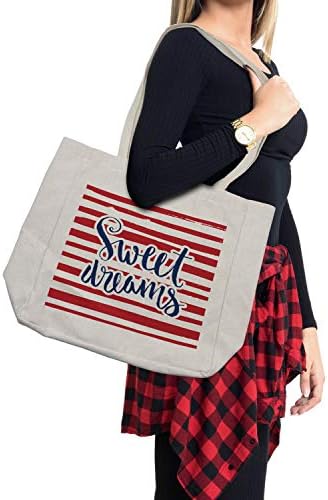 Ambesonne велејќи торба за купување, гроздобер шарена позадина со позитивна порака наутички дизајн, еколошки торба за еднократна употреба за намирници