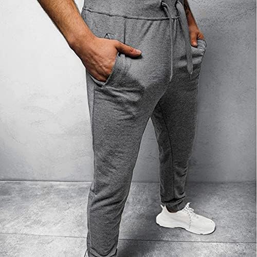 Вкрстени мажи удобни хип-хоп панталони патеки манжетни за чипка со цврста боја панталони со панталони за обука на џеб за човек
