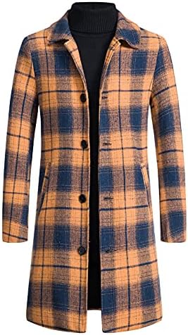 Машки палто DXSBB Зимска волна мешавина од мода обичен сингл грашок тенок вклопуваат елегантни јакни класична надворешна облека