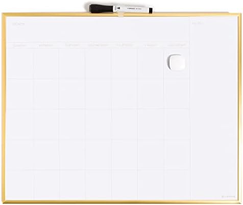 У брендови магнетски месечен календар за суво бришење, 16 x 20 инчи, златна алуминиумска рамка - 364U00-01
