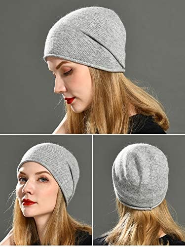 jaxmonoy зимски плетени капи за жени за жени ， кашмир волна мешавина топло меко плетено скули капаче капа капа