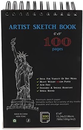 Книга за цртање книги за скици, 100 парчиња A5 големина Спирала за врзување на тврдо дно подложни сјајни лаптопи за цртање за сликање за