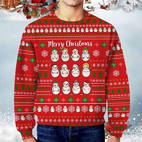 Менс есенски зимски Божиќ смешно валкано дилдос тајно секој случајна лабава лабава тркалезна џемпер за џемпер без аспиратор