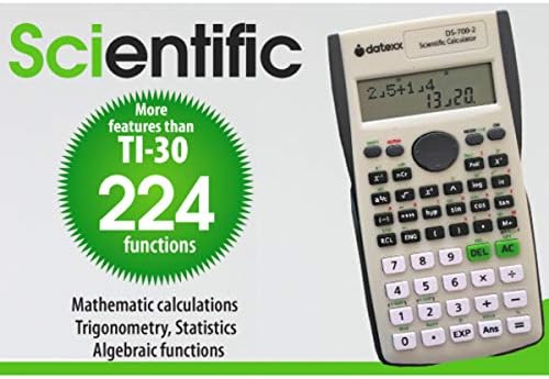 DateXX DS-7002 Две линиски научен калкулатор, 200 функции за научна и алгебарска пресметка