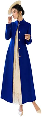 Uioklmjh единечен волен палто со појас жени долги кашмир палто цврсто тенок женски зимски волнен ров палто