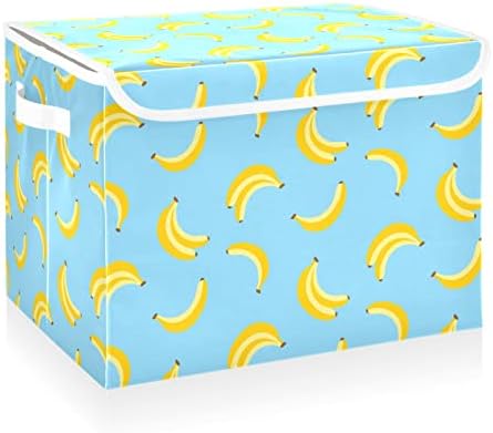 Катаку Преклопливи Кутии за Складирање Со Капаци Банана Сина Голема Склоплива Ткаенина Канти За Складирање Со Капаци Плакар Корпа За