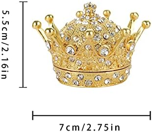 ЛОНГШЕНГ - Од 2001 година - Златна круна, насликана форма на срцев облик на срце, фигурински накит кутија за свадби за свадба Подарок за подароци