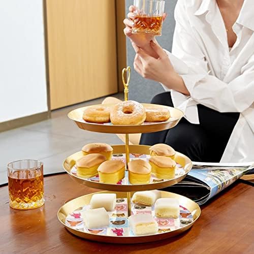 Lyetny 3 Tier Dessert Take Stand Gold Cupcake Stastry Stand For Party Party, свадба и роденден, смешни животни муцки од був ракун