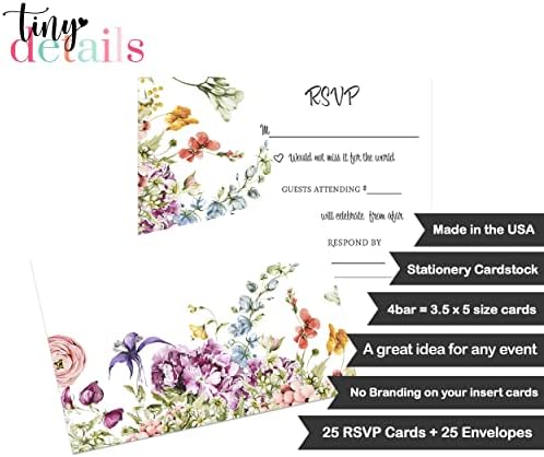 Ливада Цвеќиња Одговор Картички СО Пликови RSVP Покана Вметнете За Свадба, Невестински Тушеви, Дипломирање, Ангажман, Пензионирање,