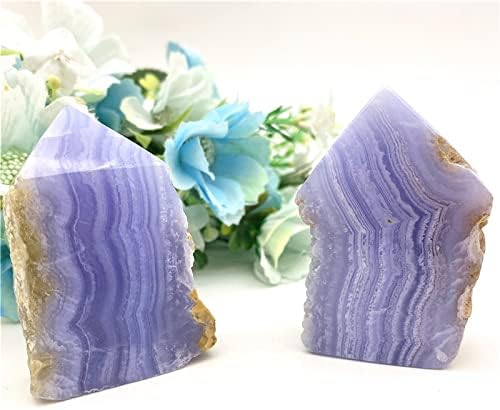 Seewudee AG216 1PC Сурова природна сина чипка агатна камена точка кула груба минерална кристал реики лековити скапоцени камења природни камења