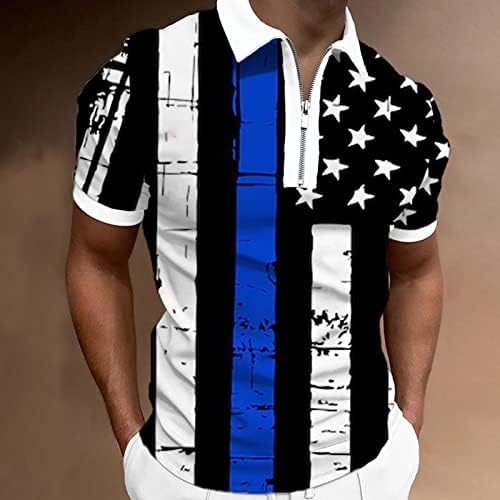 Машки американски знамиња Поло кошули Патриотски 4-ти јули маици летни обични 3D отпечатоци кратки ракави гроздобер голфпол