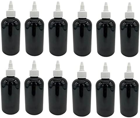 8 мл црни пластични шишиња во Бостон -12 Пакувајте празно шише за полнење - БПА бесплатно - есенцијални масла - ароматерапија | Белиот