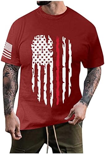 Маица на 4 јули за мажи, графичка маица со кратки ракави starsвезди и ленти од американско знаме