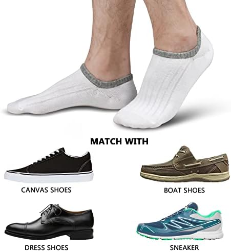 Менс без шоу чорапи 8 пара не лизгаат чорапи со глуждот за мажи атлетски лагерни чорапи за патики на станови