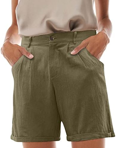 Бермуда шорцеви за жени должина на коленото лето лето чиста чиста дрес шорцеви со џебови лабава удобна салон долги шорцеви