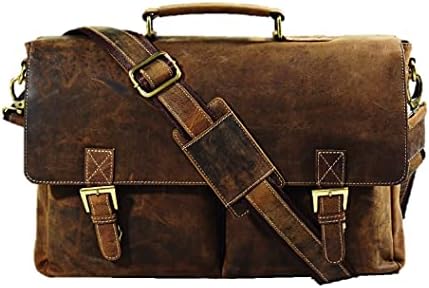 Jony Vintage Premium Hunter Leather Laptop Laptop Messenger Retro Bag Office Chilcate College Tagn Toge Toge Toge за мажи и жени