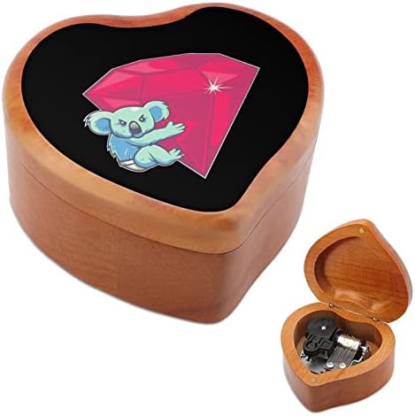 Коала мечка дрвена музичка кутија срце форма на срце ветровито музичко кутија гроздобер дрвена часовна кутија со музички кутии подароци
