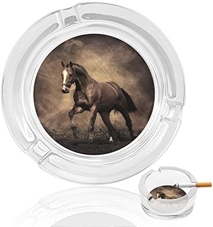 Водење коњ модерна тркалезна стаклена лента за пепел преносни декоративни цигари цигари држач за пепел за домашна канцеларија