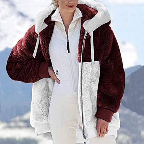 Зимски палта за жени, модна поштенска јакна од Шерпа, плус големина долг ракав на отворено топли кадифони за џемпери со аспираторска крзно надворешна