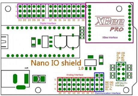 Хилето Нано ИО Штит Сензор Со Компатибилен За XBee И nRF24L01 Io Безжичен Интерфејс Збег