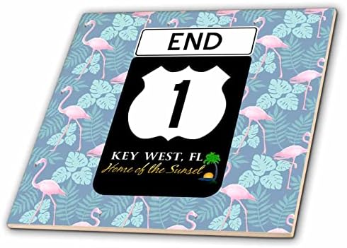 3Drose Hwy A1a Sign за Key West на розова шема на фламинго. - плочки
