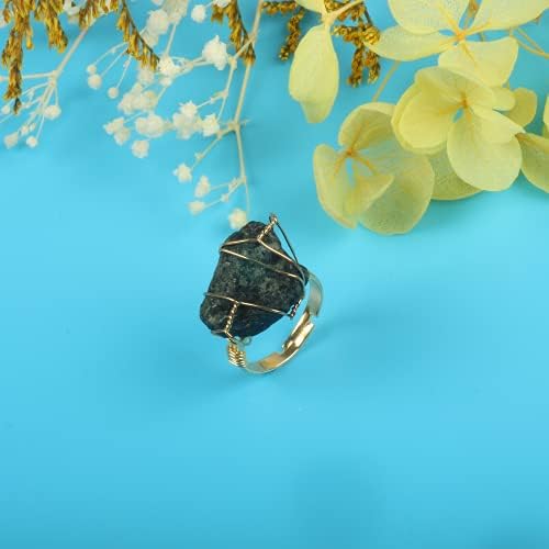 Прилагодлив лековит кристален прстен природен кварц рачно изработена неправилна жица завиткани прстени прстени со скапоцен камен накит за жени девојки
