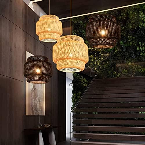 Лилирин приврзок светло таванот ретро кафе светла мансарда јапонски стил ткаена бамбус ткаена абажур за чај