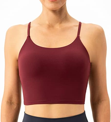 Lavenенски Longенски Longline Sports Sports Bra yoga Cami Top Top со вграден градник