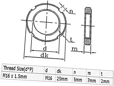 X-Dree 4 PCS M16 X 1,5мм терен со четири слот со слот за склопки за куки за куки (Tuercas Redondas ranuradas de cuatro ranuras