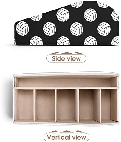 Црно -бело одбојка топки држач за далечински управувач со 6 оддели PU кожа далечински организатор кутија за складирање за домашна канцеларија
