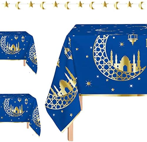 Оојами 3pk Рамазан Еид Мубарак Табела опфаќа 1 полумесечина и банер на starвезди, идеален за Рамазан и Еид
