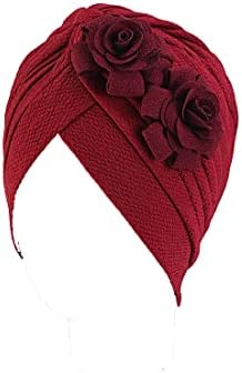 Hrунифенг женска турбанска цветна капа, ретро еластична нишка турбанска капа