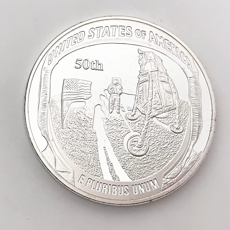 2019 50 Годишнина Американски Вселенски Летови Сребрена Комеморативна Монета Занаетчиска Монета Астронаут Месечината Стапало Златник