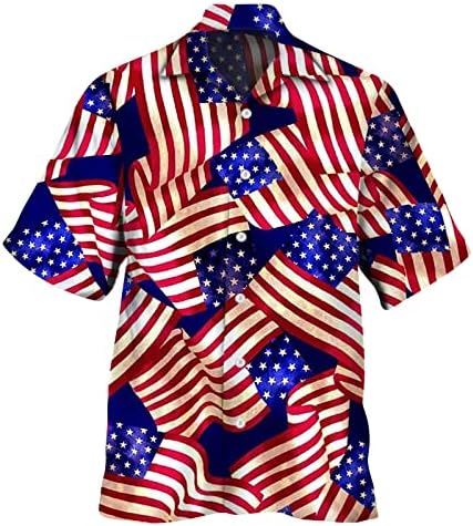 МИАШУИ Тексас Кошула Јакна Машка Пролет Лето Денот На Независноста Знаме Мода Обична Забава Плажа Лабава Печатење Свечен Фустан