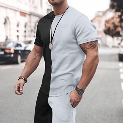 Mens Tracksuits Sports Set 2 Piect outfits muscle атлетски кратки ракави маици и шорцеви случајни стилски сет