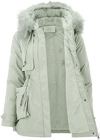 Womenените плус големина Зимски палто со долг ракав јакна задебелен топла качулка дебела поставена облека од надворешна облека плус палто со