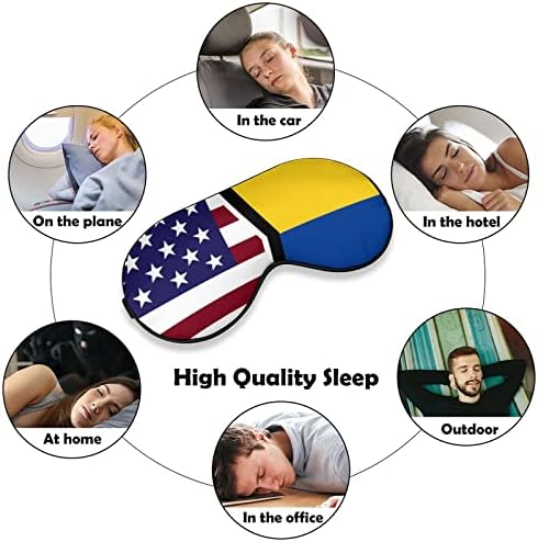 Американско и колумбиско знаме печати маска за очи за очи, блокирање на спиење со прилагодлива лента за работа за смена за спиење