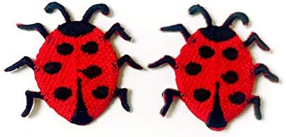 Сет од 2 мали мини црвени дами, слатки животински закрпи шијат железо на везена апликација значка за лепенка облека за лепенка облека