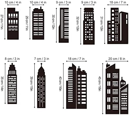 Decalmile Black City Skyline wallидни налепници Силуета wallид декларира деца спална соба дневна соба wallид декор