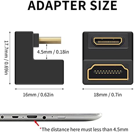 Duttek 180 Степен Мини HDMI До HDMI Адаптер 8K, U Облик HDMI До Мини HDMI Адаптер 48Gbps UHD Надолу Агол Мини HDMI Машки До HDMI Женски Продолжувач