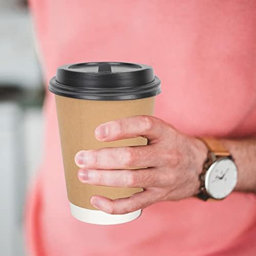 Luxshiny свадба 100 парчиња чаши за еднократна употреба кафе со капаци за да одат топла хартиена кафе чаша чаша чаша ладни пијалоци чаша за домашни продавници и кафулиња