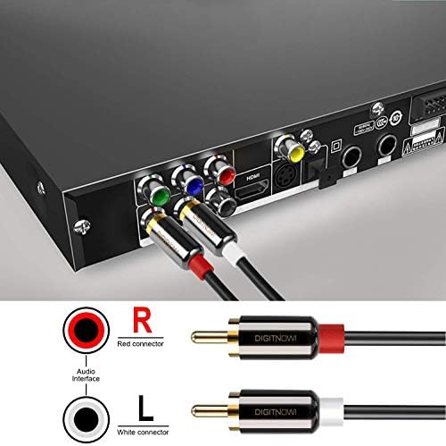 Digitnow 2RCA машки до 2 RCA машки стерео аудио кабел злато за домашно кино, ТВ, конзоли за игри, Hi-Fi системи, 6,6ft