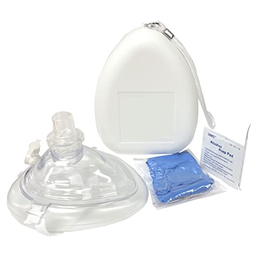 Комплет за маски Ambu CPR, ReScoptator на џеб, тврд случај со влез О2, лента за глава, нараквици и марамчиња