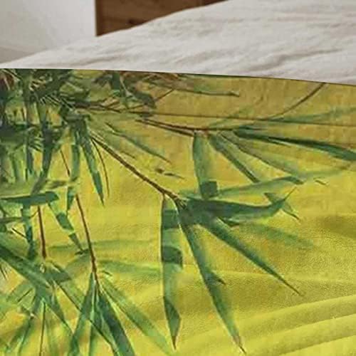 Сепстон ​​Бамбус руно бебешки ќебиња, силуета од бамбус гранки дрва климатски билки природа инспирирана класична принт, микрофибер ќебе за шетач за креветчиња