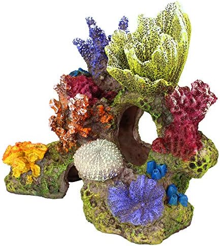 Данму 1 парчиња полирезин корални украси, аквариум корал декор за декорација на аквариум за риби 6 3/5 x 3 7/10 x 5 1/2