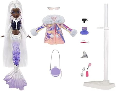 Сирена Сирена Модна Кукла Со Перка За Промена На Бојата, Опашка И Додатоци Исполнети Со Сјај