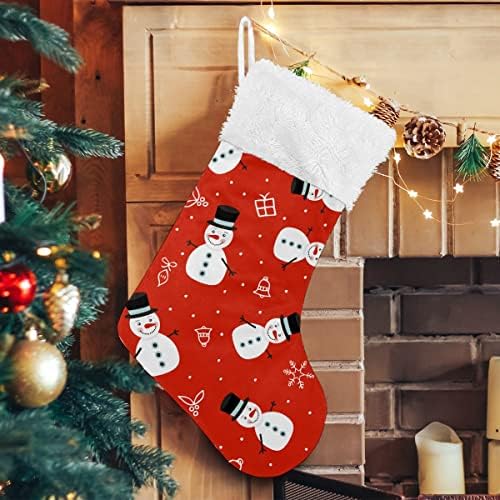 Божиќни чорапи Снежен човек Божиќ подарок Снегулка ingингл sвончиња црвена Божиќ бела плишана манжетна мерцеризирана кадифена празник персонализиран